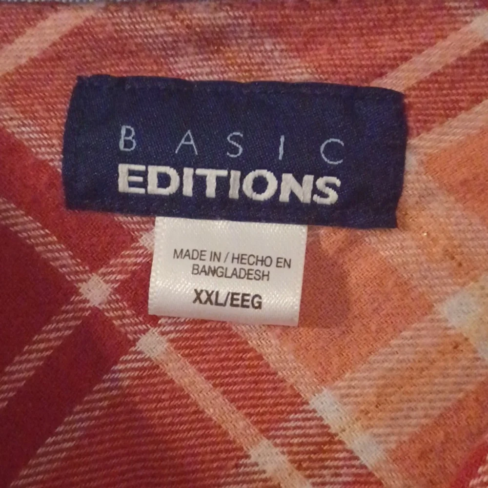 Basic editions womens plaid flannel shirt pinkish size XXL NWT - Picture 2 of 5